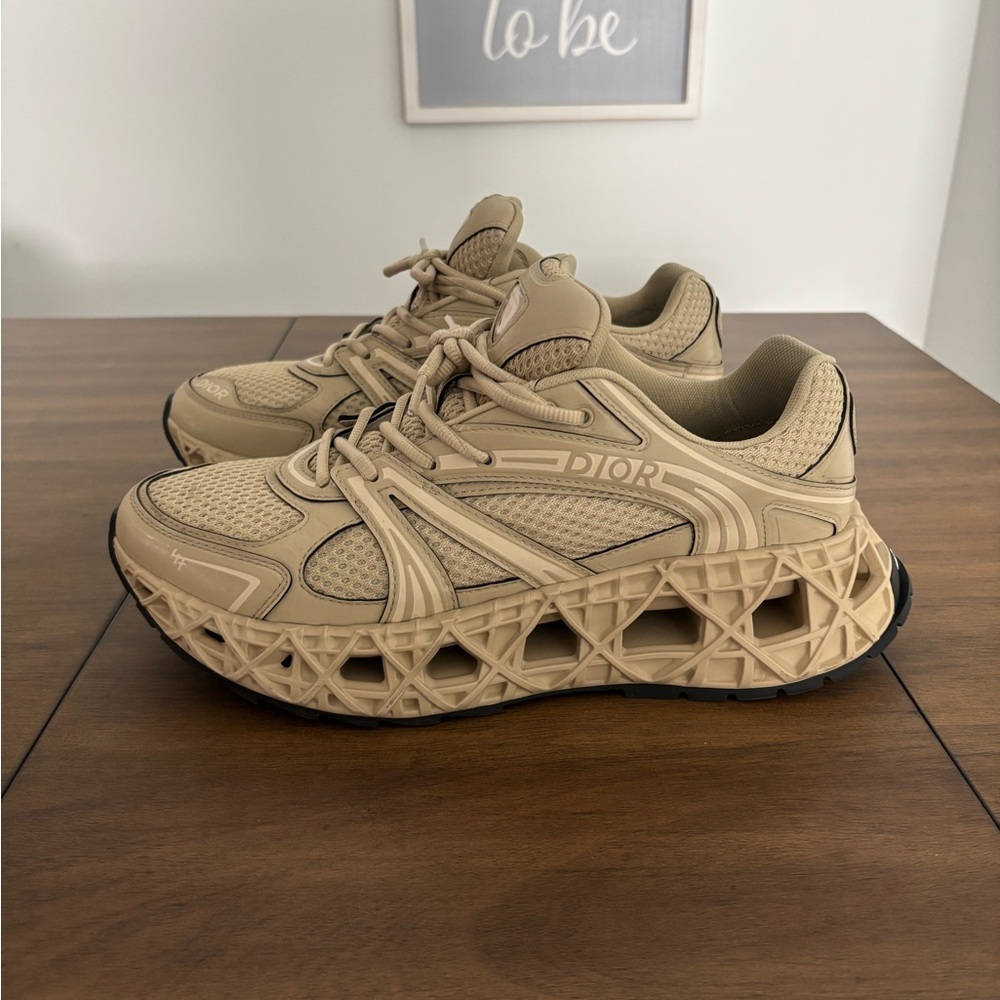 Dior Tan Geometric Sole Athletic Shoes